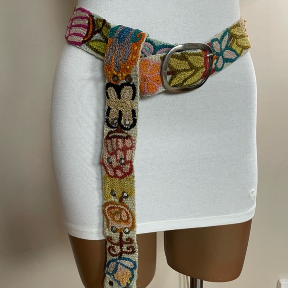GORGEOUS Women's JENNY KRAUSS Fair Trade COLORFUL Boho EMBROIDERED Hippie BELT L